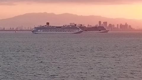 beautiful sunset at manila bay!!quarantine on our ship!!