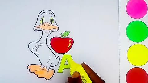 A for Apple Kids Drawing | How to Draw a Duck | Easy Drawing For Kids