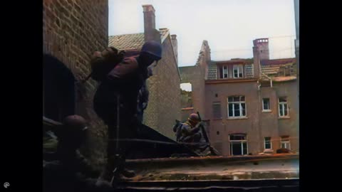 Aachen Combat Footage - WW2 Remastered And Colorized