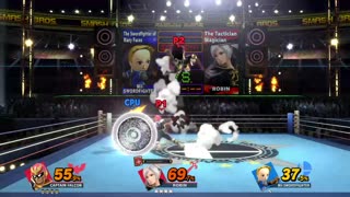 Captain Falcon and Robin vs Mii Sword Fighter on Boxing Ring (Super Smash Bros Ultimate)