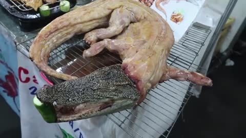 Delicious Vietnam Street Food - Grilled Crocodile Meat