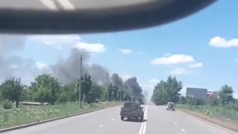 The powerful explosion of a Russian truck with ammunition in the center of P1