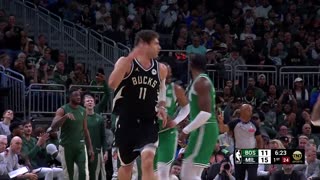 NBA Brook Lopez on Fire! 4 3-Pointers in 6 Minutes! Celtics vs. Bucks