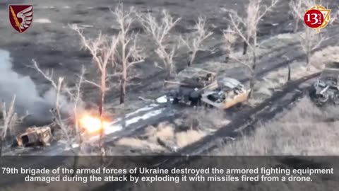 Footage of Russian military equipment surrendering to a drone in outskirts of Donetsk