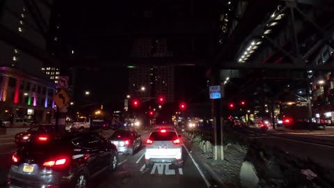 4K Driving Over New York City QueensBoro Borough Ed Koch Bridge Manhattan to Queens Night Time ASMR
