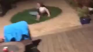 Guy attempts front flip into grass circle fails