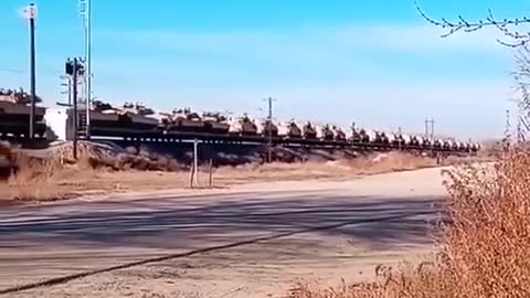 Tanks being transported through Idaho by train