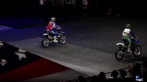 Extreme Synchronous Motorcycle Stunt