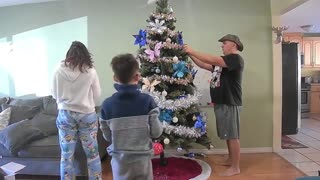 Decorating the Christmas Tree | Walmart artificial tree | Family Christmas Tree