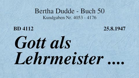 BD 4112 - GOTT ALS LEHRMEISTER ....