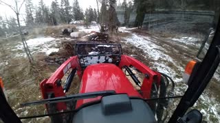 Moving some heavy chunks to the firewood pile.