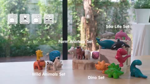 PlanToys | Dino Set, Farm Animals Set, Wild Animal Set & Sea Life Set.