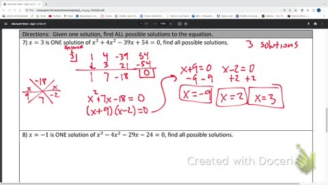Alg2 CC 1.4 Finding Zeroes of Polynomials