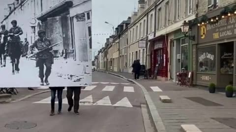 Then and Now Sainte-mere-Eglise D-Day 1944