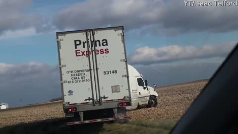 YouTuber Captures a Semi Nearly Flipping on Windy Day