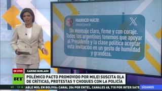 Polémico pacto promovido por Milei suscita críticas, protestas y choques con la Policía