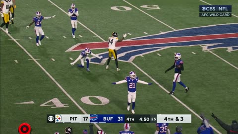 Rudolph's fourth-down incompletion to Pickens gives Bills possession at key moment