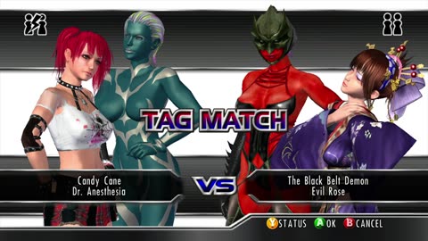 Rumble Roses XX Candy Cane And Dr.Anesthesia Vs Black Belt Demon And Evil Rose