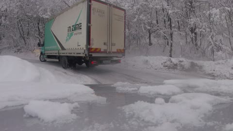 Semi Truck Drifting on Winter Roads