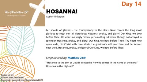 #014 I Daily Devotions I Hosanna! I TheChristianTV