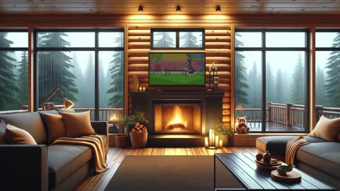 Cozy Cabin Calm: Classic Cartoons Meet Gentle Rain for Relaxation & Comfort