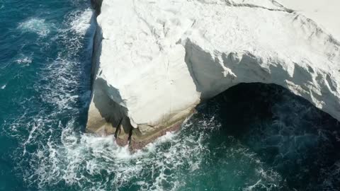 Aerial View of Sarakiniko Lunar Volcanic Beach