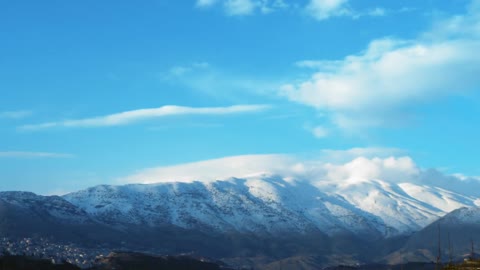Snow on a mountain range
