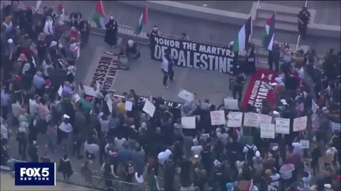 Pro-Palestinian Rally Floods Brooklyn Bridge