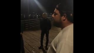 Girl Harasses Fishermen on Pier During Fathers Day
