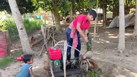 _Two Village Strong Boys _Start By Antic Salo Machine And Watered Paddy Field.Amazing Skills