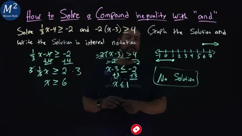 How to Solve a Compound Inequality with "and" (No Solution Example) | Part 3 of 3 | Minute Math