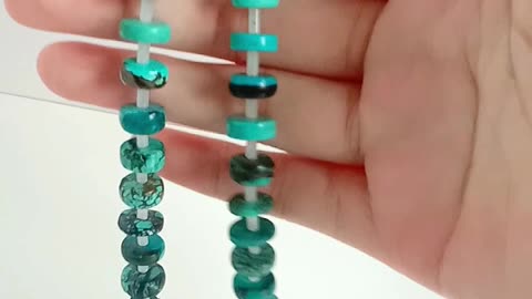 Natural turquoise roundle beads with mop tube shape handmade necklace Gift04