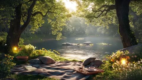 🎵 Serene Summer Picnic by The River | Relaxing Nature Sounds