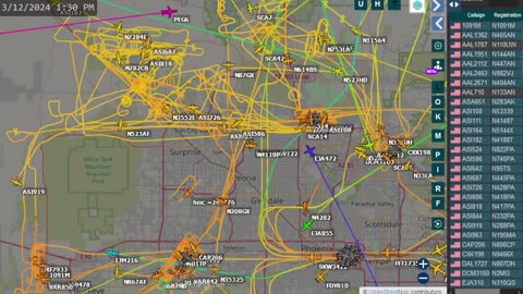 Phoenix AZ airplane mafias time lapse - March 13th 2024 -