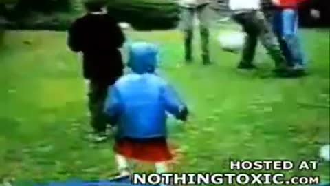 ball hits toddler and sent him flying