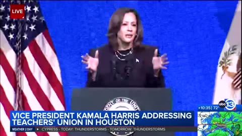 VP Kamala Harris addresses teachers union in Houston.