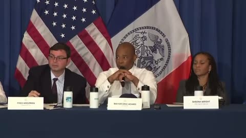 Eric Adams, NYC Mayor, addresses reporter on rent costs.