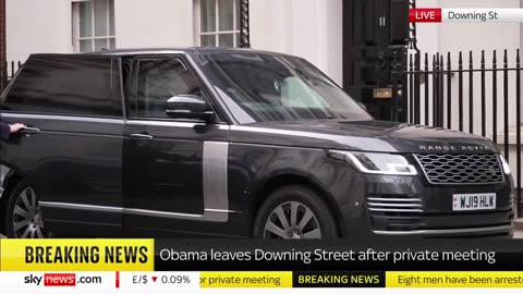 Barack Obama exits 10 Downing Street with US ambassador to the UK Jane Hartley