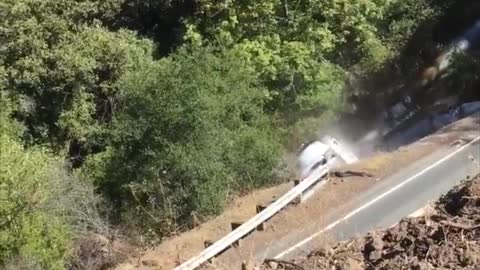 Truck Slides down Mountainside