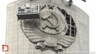 SO LONG, COMRADE! Ukrainians Remove Hammer and Sickle from Giant Kyiv Monument