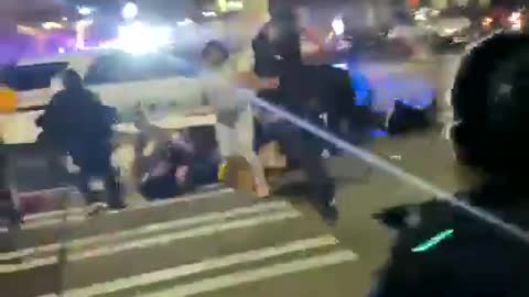 🚨Police cruiser runs over Antifa crowd! MOVE BITCH!!!