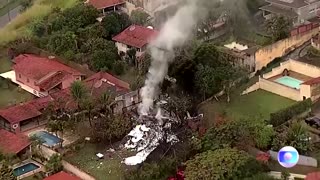 Aerial footage shows site of deadly plane crash in Brazil