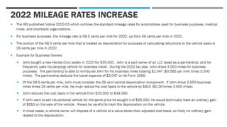 2022 Standard Mileage Rates Updated for Business Use of Vehicles