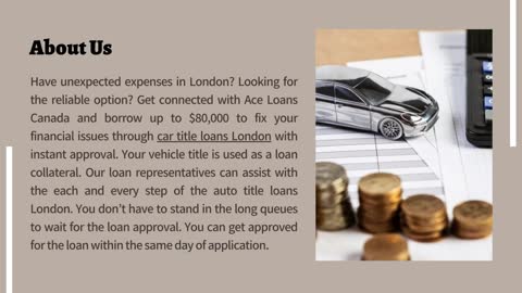 Receive Immediate Cash With Car Title Loans London