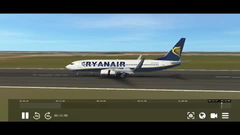 Boeing 737-800 Ryanair landing with full thrust reverser force