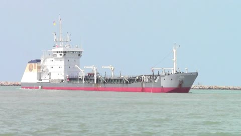 Oil tanker turning around at a port in Songkhla, Thailand