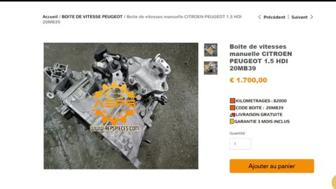 AEPSPIECES.COM - Boite de vitesses manuelle CITROEN PEUGEOT 1.5 HDI 20MB39