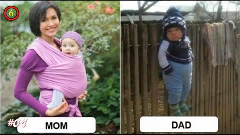 Mom vs father when take care their childern 🤭😂