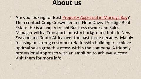 Best Property Appraisal in Murrays Bay.