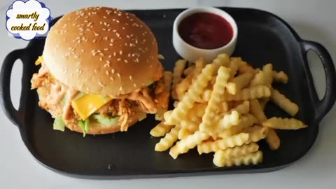 chicken crispy burger 🍔😋 quick and easy recipe